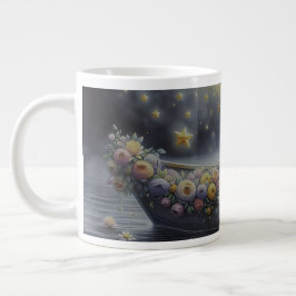 Taza De Café Gigante Chica Caprichosa Escena de Ensueño Lunar Fantasía