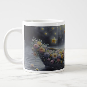 Taza De Café Gigante Chica Caprichosa Escena de Ensueño Lunar Fantasía