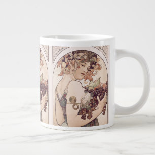 Taza De Café Gigante Chica de fruta de época por Alphonse Mucha