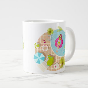 Taza De Café Gigante Chica de la piscina en la playa de verano de bikin