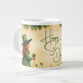 Taza De Café Gigante Chica del Día de San Patricio con Shamrock