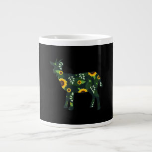 Taza De Café Gigante Chica del girasol Floral Goat Kid Hawaii