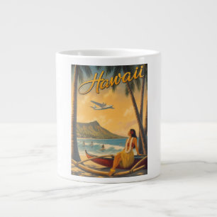 Taza De Café Gigante Chica Hula Hawaiana Vintage Escape Paradisíaco Alo