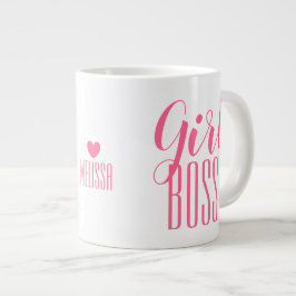 Taza De Café Gigante Chica Mug Nombre personalizado Corazón Rosa