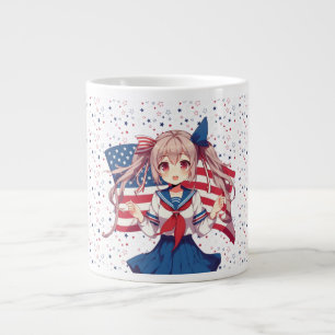 Taza De Café Gigante CHICA patriótico de anime de Estados Unidos