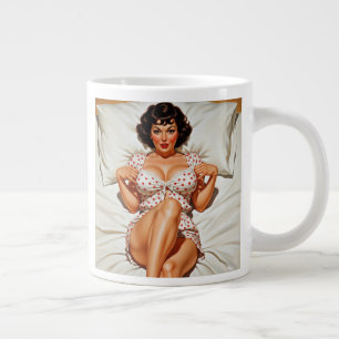 Taza De Café Gigante Chica retro con Punto de Polka Rojo