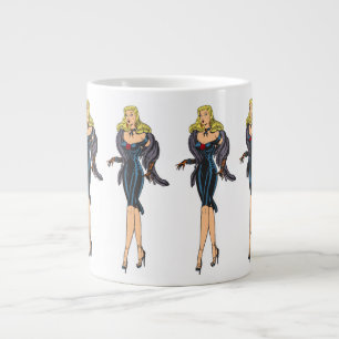 Taza De Café Gigante Chica Retro Rubia Pinup Glamour Antiguo Precioso