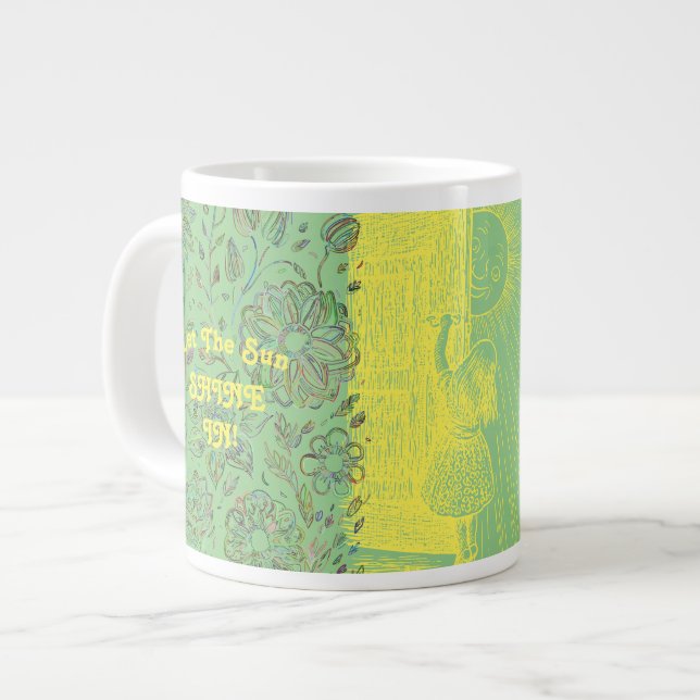 Taza De Café Gigante Chica Sunshine Verde y Amarillo (Izquierda)
