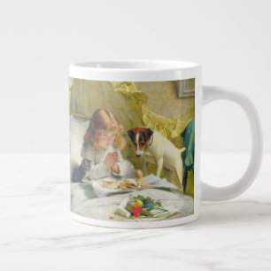 Taza De Café Gigante Chica Vintage Rezando con Arte de Gato y Perro Sus
