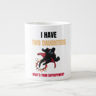 Taza De Café Gigante Chicas de personalizable Papá Dos Hijas Superhéroe