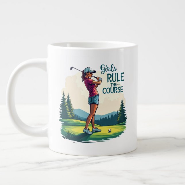 Taza De Café Gigante Chicas gobiernan el Ilustracion de golf Retro (Izquierda)