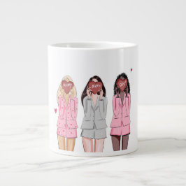 Taza De Café Gigante Chicas rosados del ilustracion feliz de cumpleaños