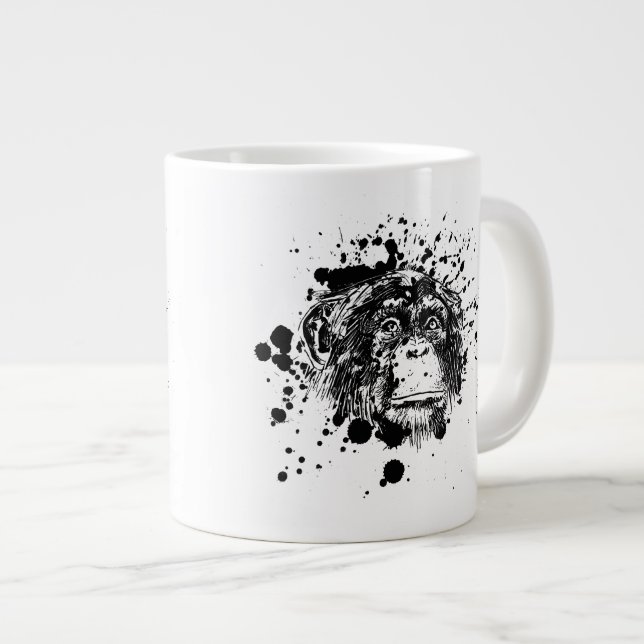 Taza De Café Gigante Chimpancé en Black Splash (Derecha)