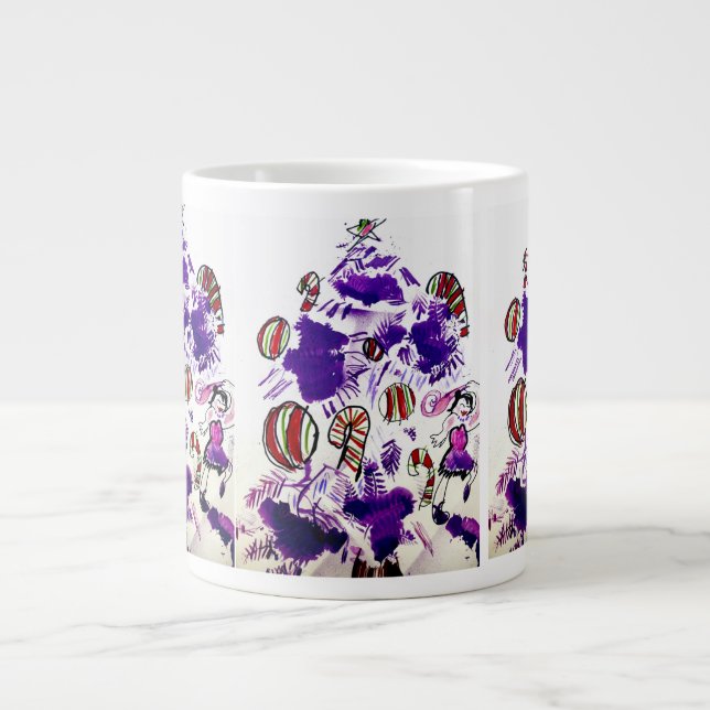 Taza De Café Gigante Chirstmas púrpura (Frente)