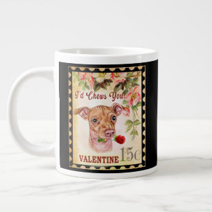 Taza De Café Gigante Chiweenie Vintage Valentine Perro gracioso con Ros