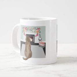 Taza De Café Gigante Chocolate Labrador Navidades de perro chimenea esc