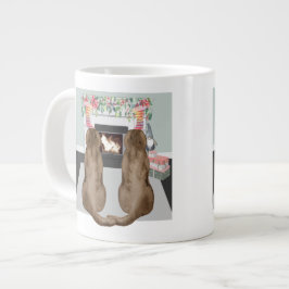 Taza De Café Gigante Chocolate Labrador Perros Navidades chimenea escen