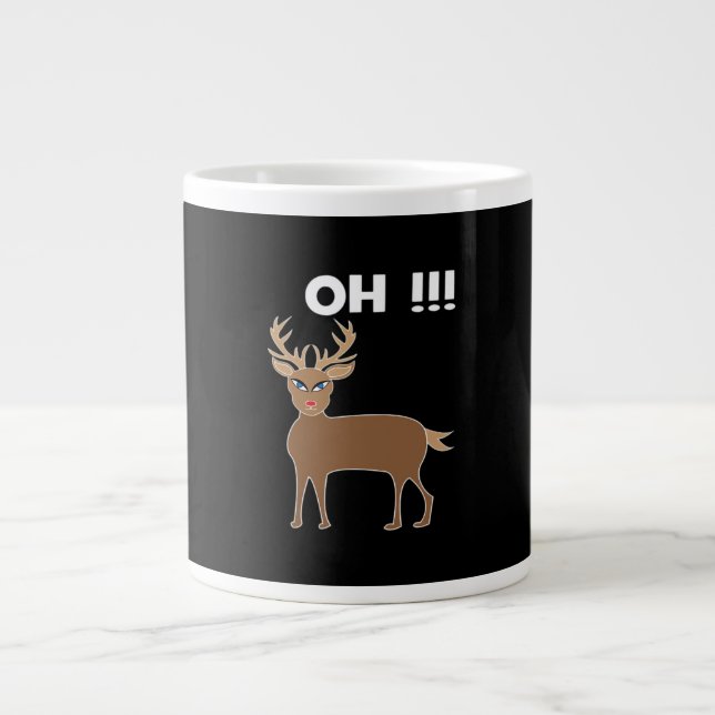 Taza De Café Gigante Christmas Deer Season Cute Festive Retro Style  (Frente)