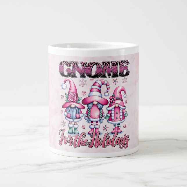 Taza De Café Gigante 🎄 Christmas + Gnomes + Pink Aesthetic + Holiday  (Frente)