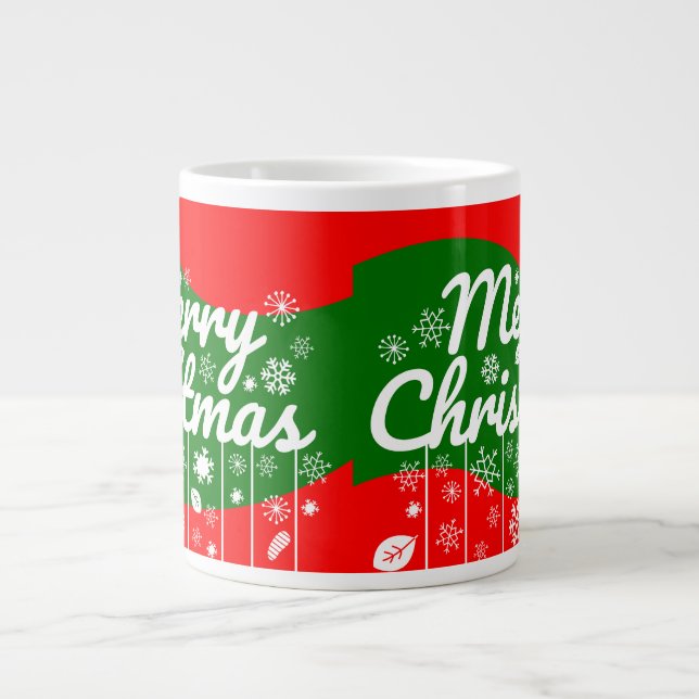 Taza De Café Gigante Christmas Jumbo Mug – White Ornaments  (Frente)