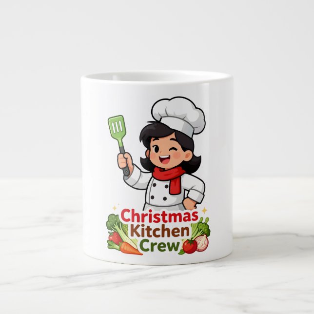 Taza De Café Gigante Christmas Kitchen Crew Cute Chef Mug (Frente)