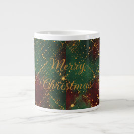 Taza De Café Gigante Christmas, Merry Christmas, Gold Red Green Pattern