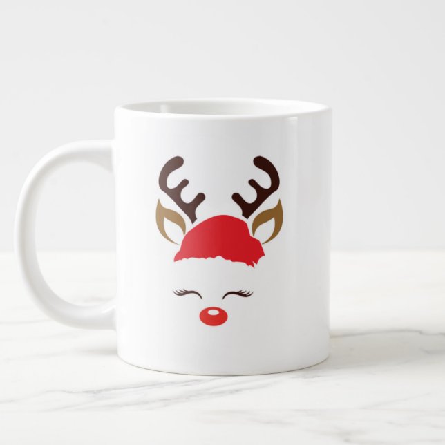 Taza De Café Gigante Christmas Mug – Classic Holiday Cocoa & Coffee Cup (Izquierda)