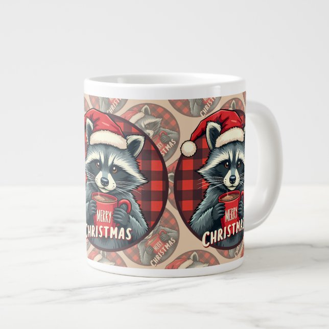 Taza De Café Gigante Christmas Raccoon Cocoa Cheer (Derecha)