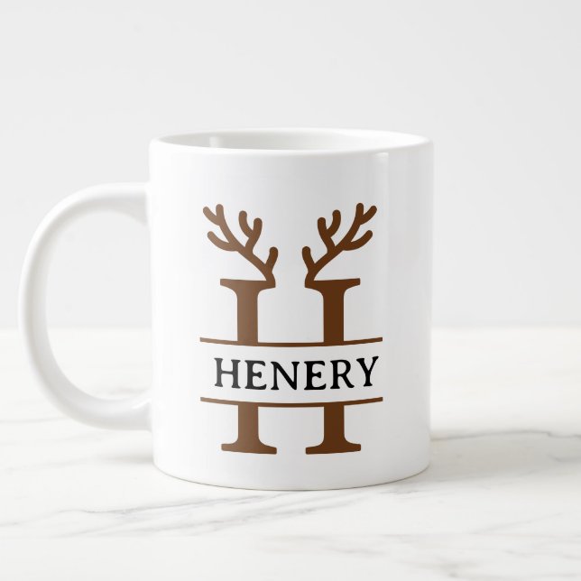 Taza De Café Gigante Christmas Reindeer holiday Mug, Custom winter  (Izquierda)