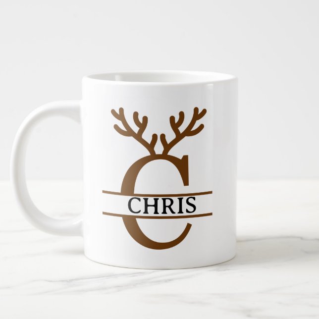Taza De Café Gigante Christmas Reindeer holiday Mug, Custom winter  (Izquierda)