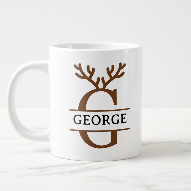 Taza De Café Gigante Christmas Reindeer holiday Mug, Custom winter  (Izquierda)