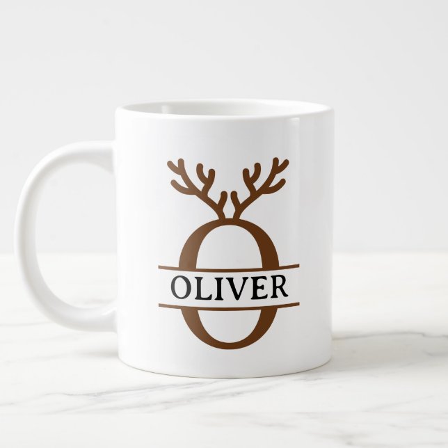 Taza De Café Gigante Christmas Reindeer holiday Mug, Custom winter  (Izquierda)