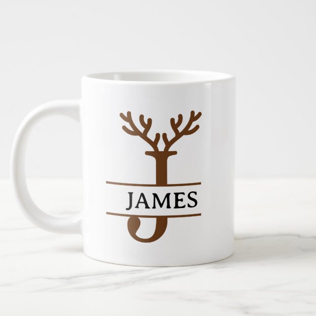 Taza De Café Gigante Christmas Reindeer holiday Mug, Custom winter  (Izquierda)
