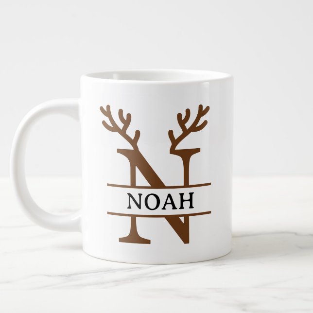 Taza De Café Gigante Christmas Reindeer holiday Mug, Custom winter  (Izquierda)