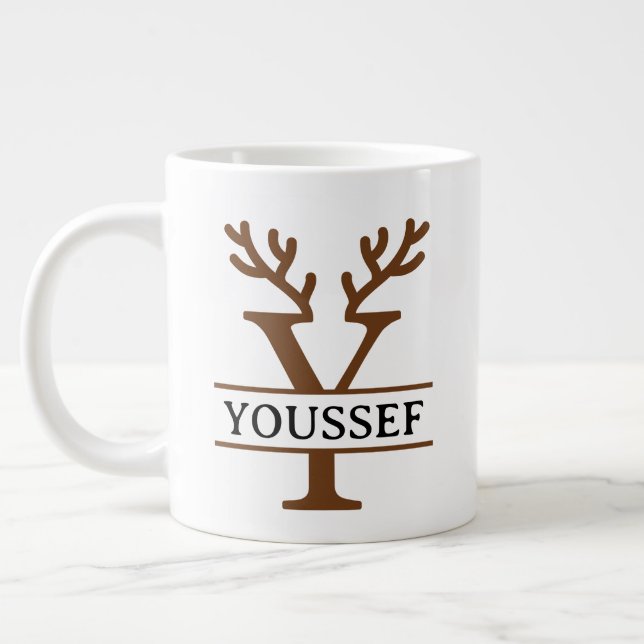 Taza De Café Gigante Christmas Reindeer holiday Mug, Custom winter  (Izquierda)