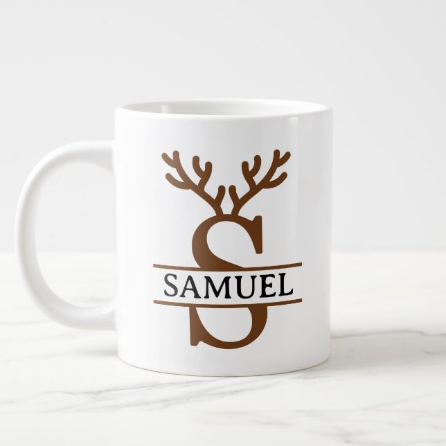 Taza De Café Gigante Christmas Reindeer holiday Mug, Custom winter  (Izquierda)