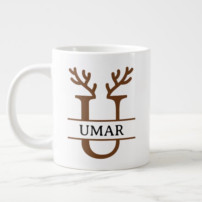 Taza De Café Gigante Christmas Reindeer holiday Mug, Custom winter  (Izquierda)