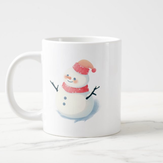 Taza De Café Gigante Christmas Snowman Mug – Twinkling Holiday Cocoa  (Izquierda)