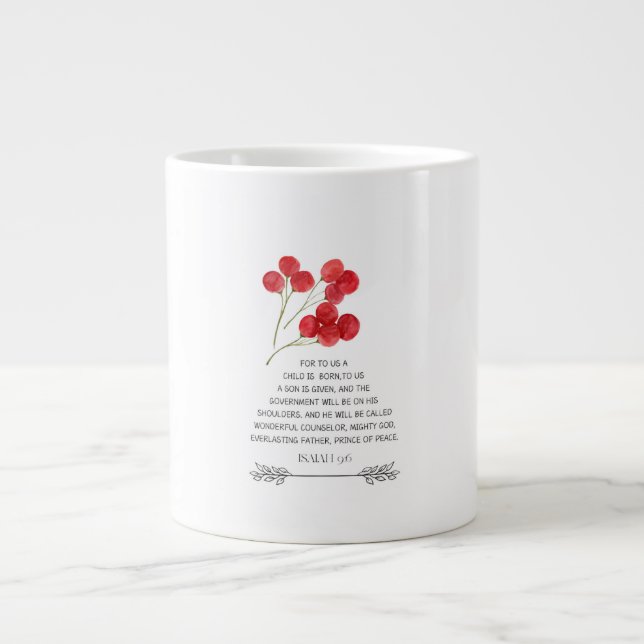 Taza De Café Gigante Christmas Verse Mug Isaiah 9:6 (Frente)