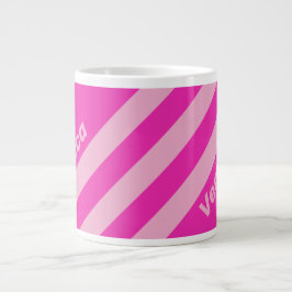 Taza De Café Gigante Cielo Rosa Retro Tres Rayas con Nombre
