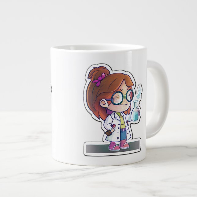 Taza De Café Gigante Científico chica Pegatina Art Jumbo Mug (Derecha)