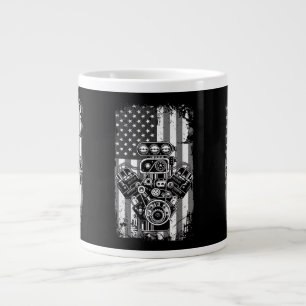 Taza De Café Gigante Cilindro de Coche Musculoso Antiguo Bandera Americ