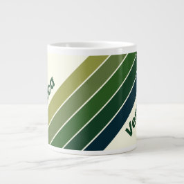 Taza De Café Gigante Cinco Franjas Retro Verdes con Nombre