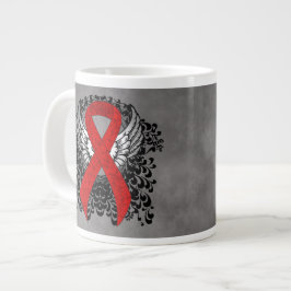 Taza De Café Gigante Cinta de conciencia roja con alas