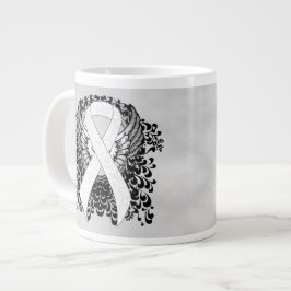 Taza De Café Gigante Cinta de sensibilización blanca con alas