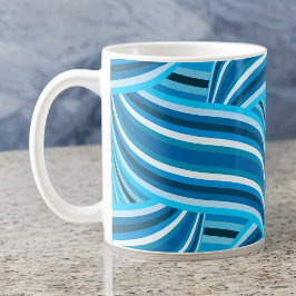Taza De Café Gigante Cinta turquesa Verde azulada y azul giratoria