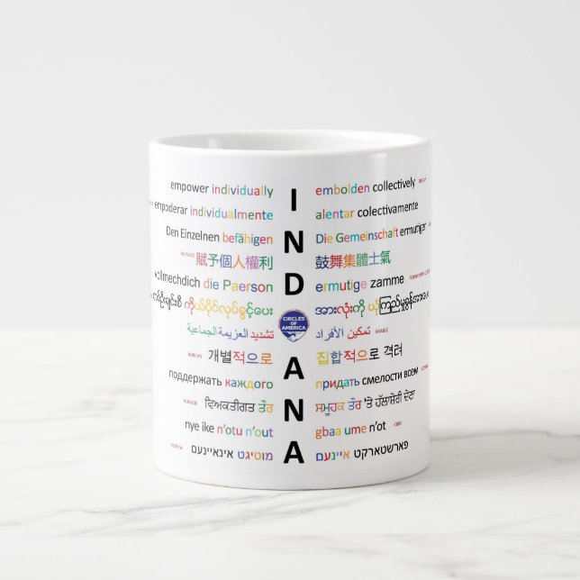 Taza De Café Gigante Círculos de América - Idiomas de Indiana ll  (Frente)