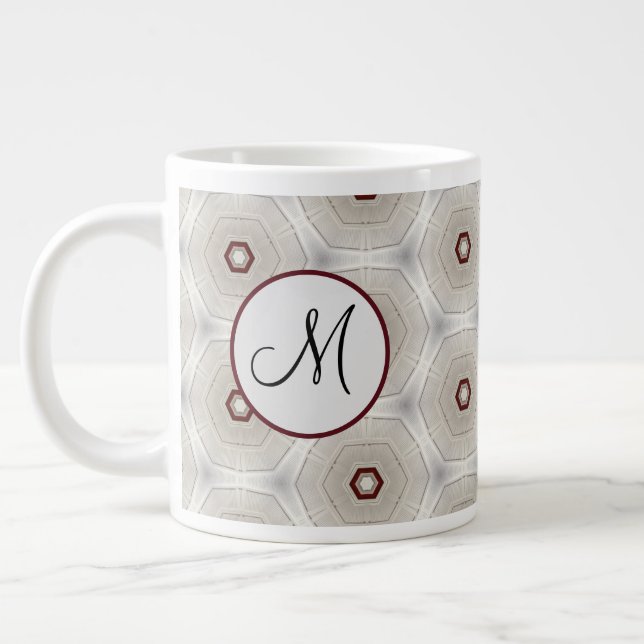 Taza De Café Gigante Círculos grises rojos modernos (Izquierda)