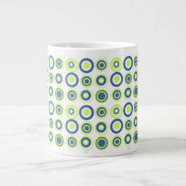 Taza De Café Gigante Círculos Retro Lime Pea Verde Verde azulado Sobre 