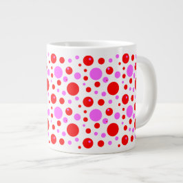 Taza De Café Gigante Círculos rosados y rojos y puntos de polka